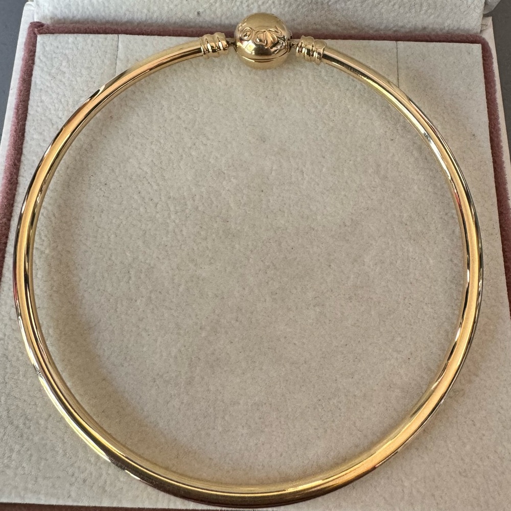 100% Authentic Pandora 14K Solid Gold Bangle Bracelet 8.3” - Picture 4 of 6